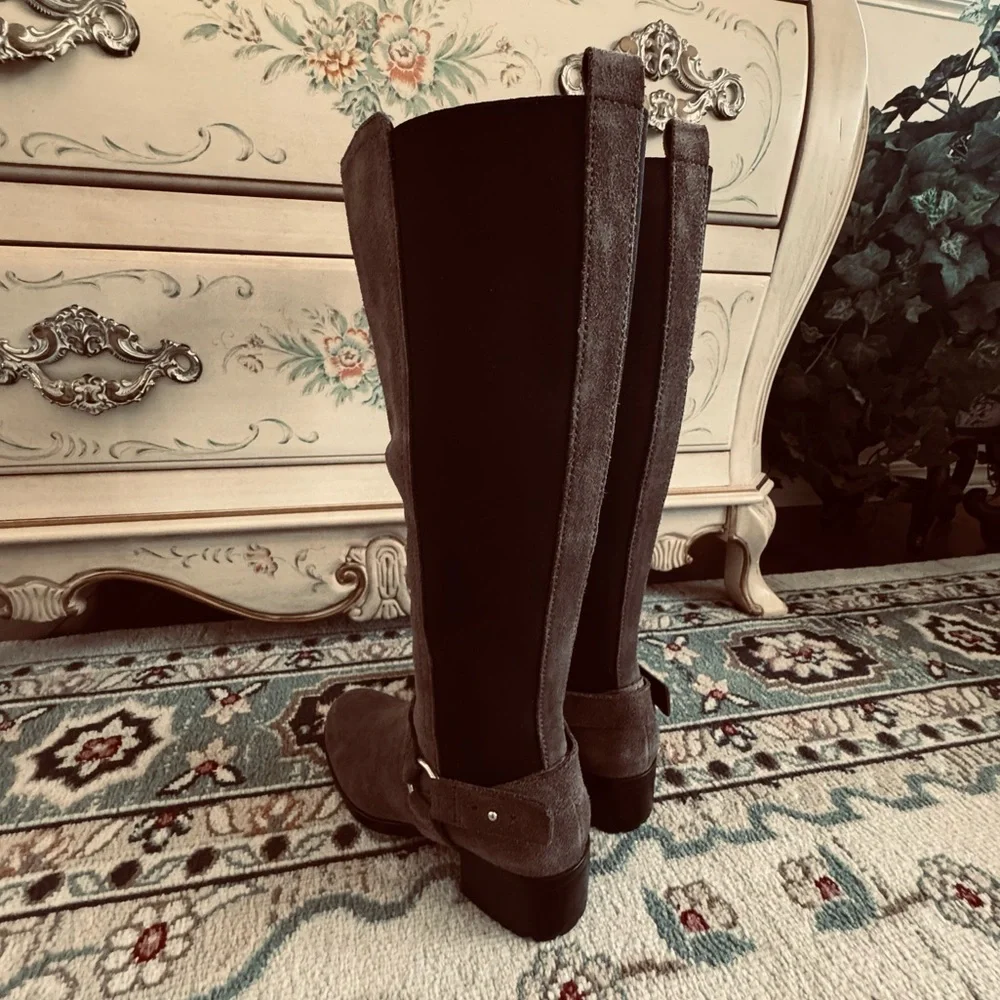 Bandolino Bonica Knee High Equestrian Suede Harness Boots - Picture 5 of 16